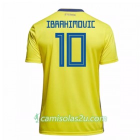Camisolas de Futebol Suécia Ibrahimovic 10 Equipamento Principal Copa do Mundo 2018 Manga Curta